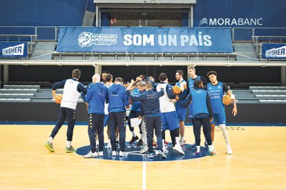 Els jugadors del MoraBanc a l’entrenament d’ahir.