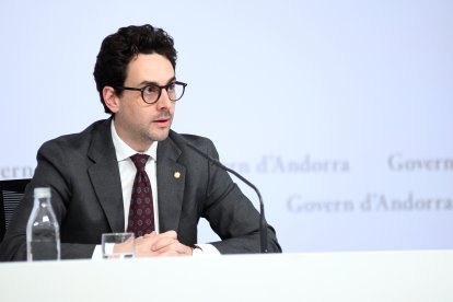 El ministre Portaveu, Guillem Casal, en la roda de premsa posterior al consell de ministres d'aquesta tarda.
