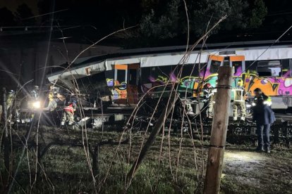 El tren accidentat a Gelida.