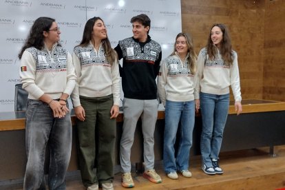 Jordina Caminal, Cande Moreno, Irineu Esteve i Gina del Rio, a la seu central d'Andbank.