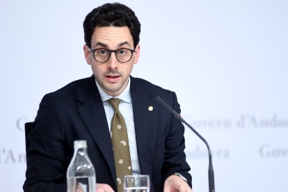 El ministre Portaveu, Guillem Casal, en la roda de premsa posterior al consell de ministres d'aquesta tarda.