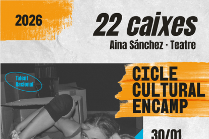 Cartell on s'anuncia l'espectacle d'Aina Sànchez, '22 caixes'.