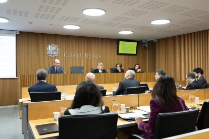 Un moment de la jornada de treball del grup interparlamentari Andorra-San Marino al Consell General.