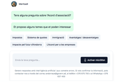 Meritxell, la IA andorrana que respon dubtes sobre l'acord d'Associació.