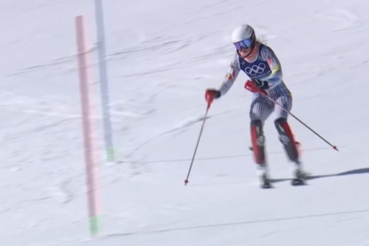 Carla Mijares en un moment de la primera mànega de l'eslàlom.