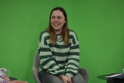 Marina Fernández, al plató de Diari TV.