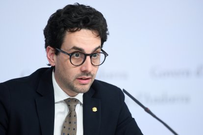 El ministre Guillem Casal en la roda de premsa d'aquesta tarda