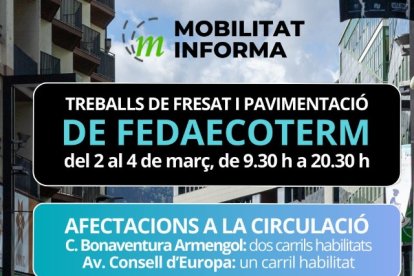 Mobilitat informa a les xarxes de la repercussió que tindran els treballs de pavimentació en la mobilitat.