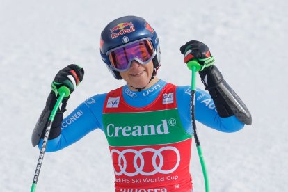 Sofia Goggia, en la seva arribada a la meta al Tarter.