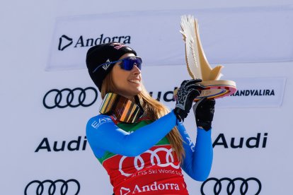 Sofia Goggia, guanyadora ahir al Tarter, al lloc més alt del podi.
