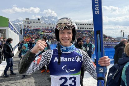 L’esquiador andorrà Roger Puig poc després de la prova, ahir a Cortina.