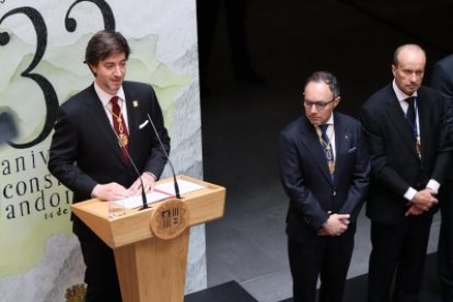 Un moment del discurs del síndic general, Carles Ensenyat.