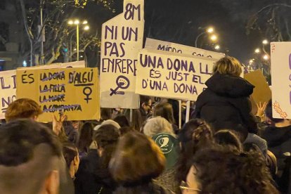 Algunes de les pancartes durant la manifestació.