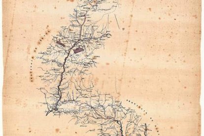 Mapa de la proposta de ferrocarril de Manresa a Andorra (1883).
