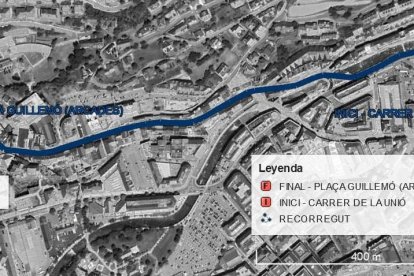 L'opció 1 del recorregut de la manifestació de la coordinadora per l'habitatge digne