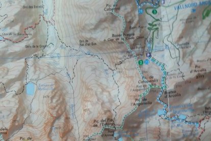 Mapa als estanys Forcats i pic de Medacorba