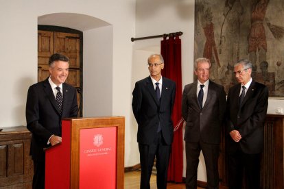 El síndic general, Vicenç Mateu, moments abans del discurs