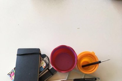 6. Amb l'aquarel·la puc pintar a tot arreu, també quan viatjo.