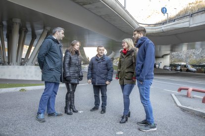 Josep Majoral amb membres de la candidatura d'UL aquest matí