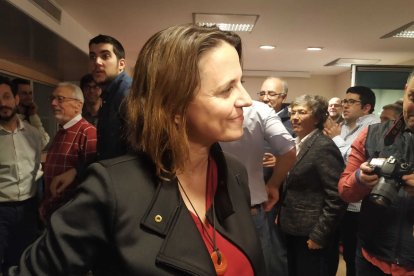 Rosa Gili en arribar a la seu del PS