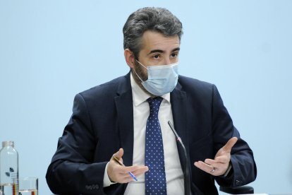 El ministre Portaveu, Eric Jover, en la compareixença d'aquesta tarda