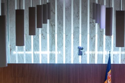 El cap de Govern, Xavier Espot, durant la intervenció a l'hemicicle.