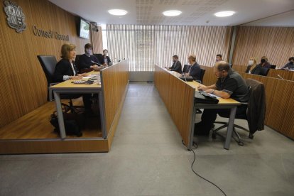 Yolanda Valdeolivas aquest matí a la comissió de pensions del Consell
