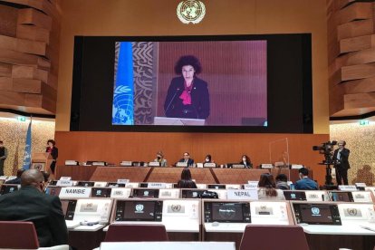 La ministra d'Afers Exteriors, Maria Ubach, ahir a Ginebra.