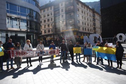 La concentració d'ucraïnesos en contra de la guerra.