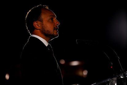 Xavier Espot, cap de Govern, durant el discurs d'ahir.