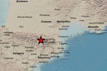 L'epicentre segons l'Institut Geogràfic Nacional d'Espanya