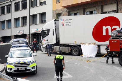 La policia va detenir el conductor del camió, que no va donar positiu en el control d'alcoholèmia i drogues, per homicidi imprudent.
