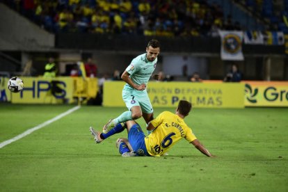 Un moment del partit contra Las Palmas, ahir.