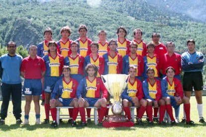 La plantilla campiona de la Copa Catalunya el 1994.