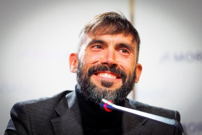 L'entrenador de l'FC Andorra, Eder Sarabia, no va poder evitar les llàgrimes.