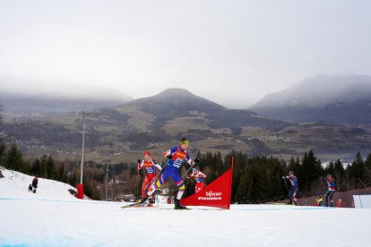 Irineu Esteve, durant la pujada d'ahir a Alpe Cermis.