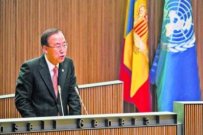 El secretari general de l'ONU durant la intervenció al Consell.