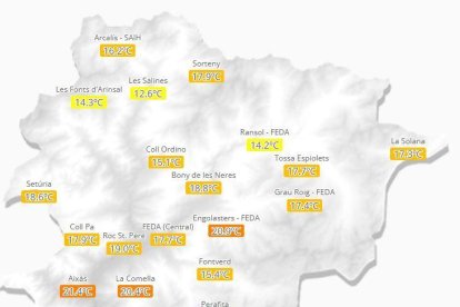 Temperatures mínimes registrades la nit passada