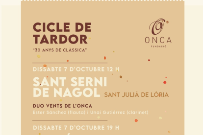 Concerts per celebrar els 30 anys de la Fundació ONCA