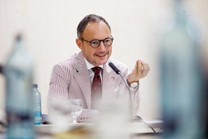 El cap de Govern, Xavier Espot, durant la compareixença amb els mitjans de comunicació.