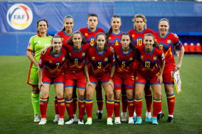 L'onze inicial del partit de la selecció andorrana contra Letònia