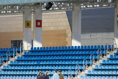 Els propietaris de l'FC Andorra, Cierco, Destrée i Piqué, al Nacional.