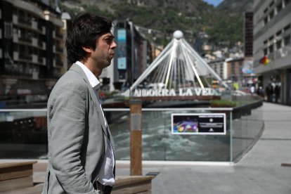 El cònsol major d’Andorra la Vella, Sergi González, ahir a la Rotonda.