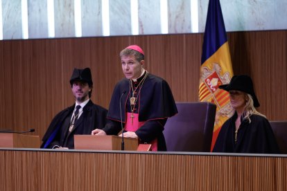 El Copríncep episcopal, Josep-Lluís Serrano Pentinat, durant el discurs.