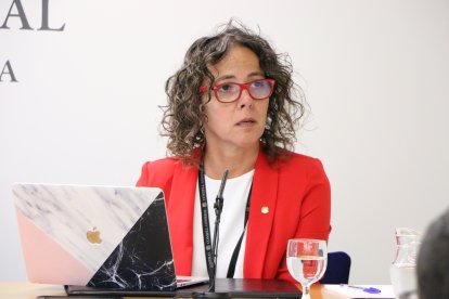 Judith Casal a la roda de premsa d’ahir.