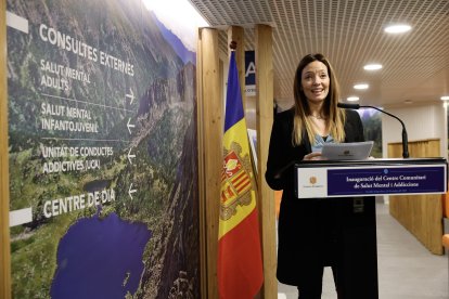 La ministra de Salut, Helena Mas, durant el discurs en la inauguració de l'edifici del Ròdol.