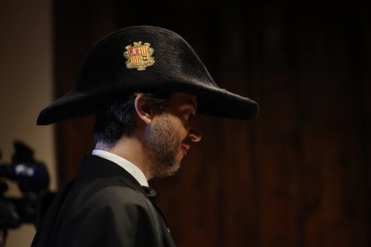 El síndic general, Carles Ensenyat, durant el discurs de la sessió de Sant Tomàs.