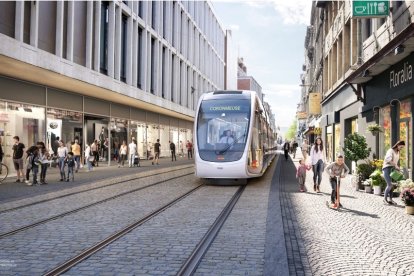 El tramvia de la ciutat de Lieja és el que s’ha pres com a referència.