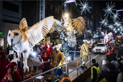 Una de les carrosses de la cavalcada conjunta entre Andorra la Vella i Escaldes.