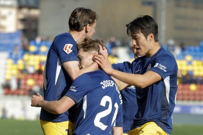 Celebració del gol de l'FC Andorra.